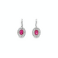 14K White Gold Oval Ruby Diamond Halo Drop Earrings