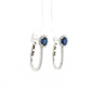 18K White Gold Oval Sapphire Diamond Halo Drop Earrings