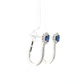 18K White Gold Oval Sapphire Diamond Halo Drop Earrings