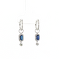 14K White Gold Sapphire and Diamond Halo Dangle Earrings