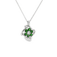 Tsavorite and Diamond Floral Pendant Necklace in 14K White Gold