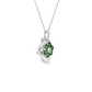 Tsavorite and Diamond Floral Pendant Necklace in 14K White Gold