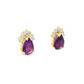 14K Yellow Gold Pear Amethyst and Diamond Earrings