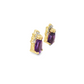 14K Yellow Gold Pear Amethyst and Diamond Earrings