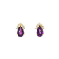 14K Yellow Gold Pear Amethyst and Diamond Earrings