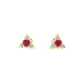 14K Yellow Gold Trillion Ruby and Diamond Earrings
