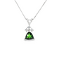 14K White Gold Trillion Tsavorite and Diamond Pendant Necklace