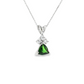 14K White Gold Trillion Tsavorite and Diamond Pendant Necklace