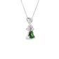 14K White Gold Trillion Tsavorite and Diamond Pendant Necklace