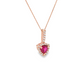 Trillion-Cut Ruby and Diamond Halo Pendant Necklace in 14K Rose Gold