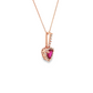 Trillion-Cut Ruby and Diamond Halo Pendant Necklace in 14K Rose Gold