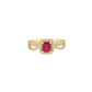 14K Yellow Gold Ruby Split Shank Diamond Halo Ring