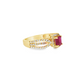 14K Yellow Gold Ruby Split Shank Diamond Halo Ring