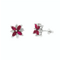 14K White Gold Marquise Ruby and Diamond Floral Earrings