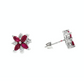 14K White Gold Marquise Ruby and Diamond Floral Earrings