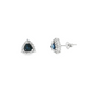 Trillion Cut Royal Blue Sapphire and Diamond Halo Stud Earrings