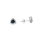 Trillion Cut Royal Blue Sapphire and Diamond Halo Stud Earrings