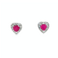 14K White Gold Heart-Shaped Ruby and Diamond Halo Studs