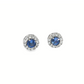 14K White Gold Sapphire and Diamond Halo Stud Earrings