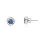 14K White Gold Sapphire and Diamond Halo Stud Earrings