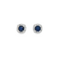 14K White Gold Sapphire and Diamond Halo Stud Earrings