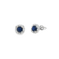 14K White Gold Sapphire and Diamond Halo Stud Earrings