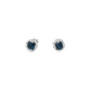 Deep Blue Sapphire and Diamond Halo Stud Earrings in 14K White Gold
