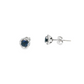 Deep Blue Sapphire and Diamond Halo Stud Earrings in 14K White Gold