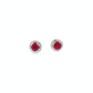 14K White Gold Round Ruby and Diamond Halo Stud Earrings