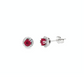 14K White Gold Round Ruby and Diamond Halo Stud Earrings