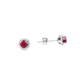 14K White Gold Round Ruby and Diamond Halo Stud Earrings