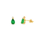 14K Yellow Gold Pear Emerald and Diamond Stud Earrings