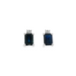 Emerald-Cut Sapphire and Diamond Stud Earrings in 14K White Gold