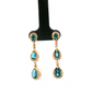 14K Yellow Gold Pear Blue Topaz Diamond Dangle Earrings