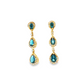 14K Yellow Gold Pear Blue Topaz Diamond Dangle Earrings