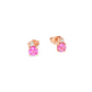 Vivid Pink Sapphire Diamond Stud Earrings in 14K Rose Gold
