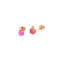 Vivid Pink Sapphire Diamond Stud Earrings in 14K Rose Gold