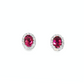 Oval Pink Tourmaline and Diamond Halo Earrings in 14K White Gold