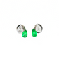 14K White Gold Pear Emerald and Diamond Stud Earrings