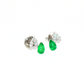 14K White Gold Pear Emerald and Diamond Stud Earrings