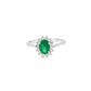 14K White Gold Oval Emerald Diamond Halo Ring