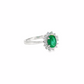 14K White Gold Oval Emerald Diamond Halo Ring