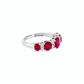 14K White Gold Oval Ruby and Diamond Five-Stone Ring