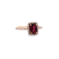 Oval Rhodolite Diamond Halo Ring in 10K Rose Gold