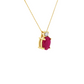 14k Yellow Gold Oval Ruby and Diamond Pendant Necklace
