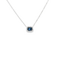 14K White Gold Emerald-Cut Sapphire and Diamond Halo Necklace