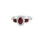Oval Ruby and Diamond Halo Ring in 10K White Gold
