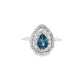 14K White Gold Pear Sapphire Double Halo Ring