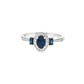 Oval Sapphire and Diamond Halo Ring in 10K White Gold