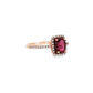 Oval Rhodolite Diamond Halo Ring in 10K Rose Gold